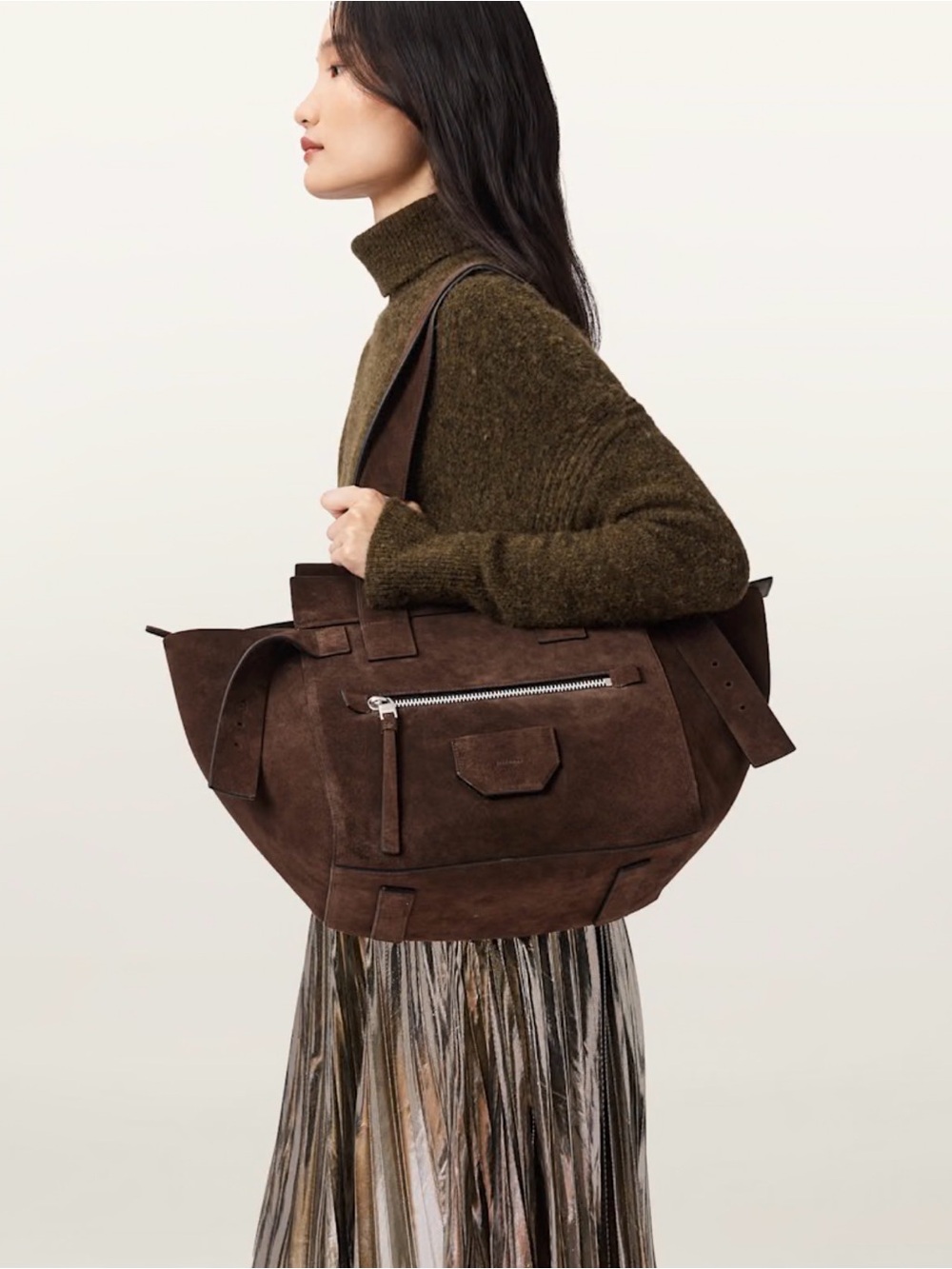 All Saints PEREZ SUEDE SHOULDER BAG, excellent condition